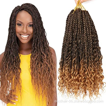 Onst Bohomian Bob Box Braids Style Crochet Hair Curly Prelooped Goddess Crochet Boxes Of Braiding Hair With Curly Ends Crochet